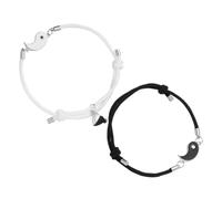 MUCKLILY Pulseras Ajustables para Parejas de Aleación Metálica en Diseño de Corazón Yin Yang Blanco y Negro, Conjunto de 1 Par para Hombre y Mujer, Joyería de Muñeca Romántica Adecuado
