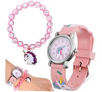 MUCKLILY Reloj para Niños Unicornio y Pulsera de Dibujos Animados Rosa, Cuarzo Preciso, Tamaño Pequeño, Adecuado para Niñas en Obsequio Día del Niño