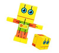 MUCKLILY Robot de Madera Educativo para Puzzle Bloques de Construcción Amarillo para Desarrollo de Habilidades Sociales y Coordinación Mano Ojo