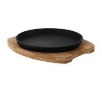 MUCKLILY Sartén para Barbacoa Teppanyaki de Hierro Fundido 20 CM Plato Redondo para Filete de Res Bandeja para Asar Calentamiento Uniforme Utensilio de Cocina Adecuado para Reuniones