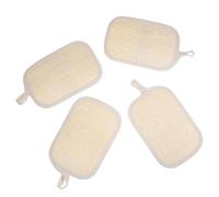 MUCKLILY Set de 4 Esponjas Exfoliantes de Lufa Natural Estropajo Lavable con Banda Elástica Corporal y para Ducha Toalla para Spa Espalda y Piel Sensible Unisex