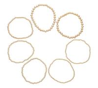 MUCKLILY Set de 7 Pulseras Elásticas Apilables Cuentas Doradas para Mujer Joyería Boho Amistad Pulseras Delicadas de Moda Tamaño Variado Ideales para Uso Diario y Regalos