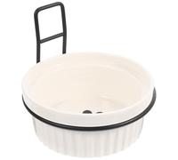 MUCKLILY Soporte de Comedero Colgante para Mascotas, 2 Piezas Cuencos de Cerámica en Color Claro con Huella, Soporte Mural Antideslizante para Gatos y Perros, Cuencos Extraíbles