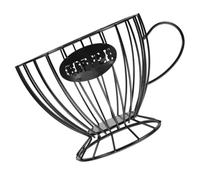 MUCKLILY Soporte Organizador de Café de Metal Negro Cesta Porta Cápsulas y Frutero Grande Diseño Calado para Cocina Cafetería y Oficina Accesorio de Barra de Café Multifuncional