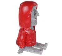 MUCKLILY Soporte para Teléfono Móvil Moai de Resina Gris y Rojo Soporte de Escritorio Portátil y Estable para Cama y Sofá para Celular Forma Original de Estatua