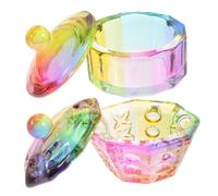 MUCKLILY Taza de Cristal Acrílico para Manicura 2piezas, Accesorio de Manicura con Forma Octogonal y Doce Lados, Fácil Inmersión y Limpieza, Adecuado para Salones y Escuelas de Uñas