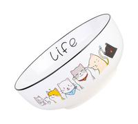 MUCKLILY Tazón de Cerámica Japonés para Sopa y Ensalada Base Antideslizante Resistente al Desgaste para Platos Fríos y Calientes Diseño de Gato Caricatura Práctico