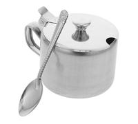 MUCKLILY Tazón de Condimentos Inoxidable con Tapa y Cuchara para Sal y Especias Contenedor de Almacenamiento Compacto para Cocina y Restaurantes