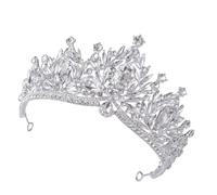 MUCKLILY Tiaras de Novia para Boda en Color Plateado Tiara de Gemas de Imitación Ligera Accesorio Cabello de Mujer y Niña Adecuado para Ceremonias y Eventos Obsequios