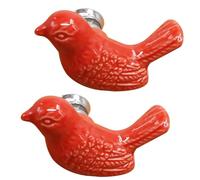 MUCKLILY Tirador de Cerámica para Armario de Estilo Europeo Pomo Moderno Orificio para Cajón Diseño Infantil de Paloma Color Rojo Paquete de 2 Unidades Adecuado para Muebles y