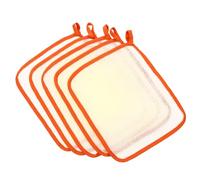 MUCKLILY Toallitas Exfoliantes de Nailon 5 Piezas Paños para Lavar la Cara y Cuerpo Doble Capa Espumante Color Naranja Piña para Baño y Viaje Limpieza Suave y Circulación Estimulante