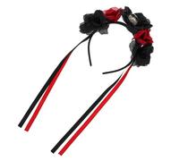 MUCKLILY Tocado de Calavera Flor de Tela Roja para Halloween, Diadema Compacta y Cómoda para Uso en Cabeza en Fiestas y Eventos