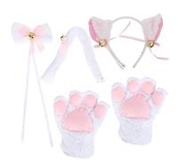 MUCKLILY Traje De Chica Gato Para Cosplay Diadema Orejas De Gato Rabo Pata y Pajarita Disfraz Para Baile De Máscaras y Actuación