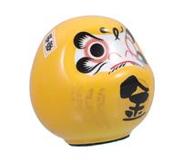 MUCKLILY Zha Caida Dharma único deseando Figurilla estatuilla de Porcelana Afortunado símbolos del Dharma de la Estatua Japonesa muñecas samuráis símbolo de muñeca cerámica Amarillo