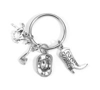 MUCOOS Llavero estilo vaquero occidental, amuleto de la suerte, llavero de caballo, regalo para amigos, novio, fiesta de cumpleaños, adecuado para botas, sombrero de herradura, Color2, S