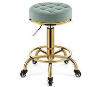 MUCSAH Heces, Taburetes de Taburetes de Altura, Taburete Giratorio Ajustable de Altura Sobre Ruedas, Taburete de Metal de Serviciosado con Barra de Silla para Salón, Masaje, Bar, Consultorio, Clínica/