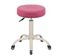 MUCSAH Taburetes, Taburetes Giratorios Ajustables Taburetes de Belleza con Cojín de Terciopelo, Taburete Giratorio en Ruedas con Varilla para Salón, Masaje, Clínica, Bar, Consultorio/F