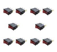 Mucshim 10 interruptores basculantes ON OFF bipolar 28 x 10 mm 250 V 15 A 3 conectores rojo