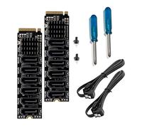 Mucshim 2 tarjetas M.2 MKEY PCI-E Riser M.2 NVME a SATA3.0 PCIE a 6Gpbsx6-Port Ampliación Tarjeta ASM1166 Soporta función PM