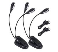 Mucshim 2 unidades de clip de luz de atril en luces LED de lectura de doble brazo para libros en cama clip ajustable de 360 grados