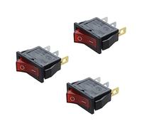 Mucshim 3 interruptores basculantes ON OFF bipolar 28 x 10 mm 250 V 15 A 3 conectores rojo