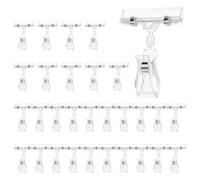 Mucshim 30 pinzas transparentes para señales, soporte giratorio de plástico para la presentación de mercancías, clips de soporte para carteles