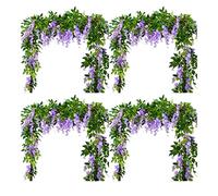 Mucshim 4 unidades de vid artificial Wisteria Vine, guirnalda de flores de mimbre viñedo, flores colgantes para ceremonia al aire libre,