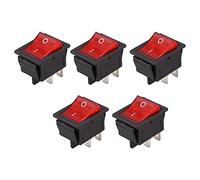 Mucshim 5 interruptores rojos iluminados DPST ON/OFF-Snap de en interruptor basculante 16 A 20 A 250 V AC