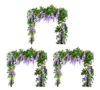 Mucshim 6 unidades de vid artificial de Wisteria Vine, guirnalda de flores de mimbre viñedo, flores colgantes para ceremonia al aire libre, lila