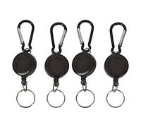 Mucshim Carrete para insignias - Retractable Yoyo Skipass ID Tarjetero LLAVE COLOR NEGRO Cantidad: 4 unidades