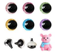 MUCUNNIA 120 ojos de seguridad con purpurina 3D de 18 mm para ganchillo con arandelas de cuenco, ojos de amigurumi de ganchillo para animales de ganchillo, manualidades, ojos de muñeca, ojos de