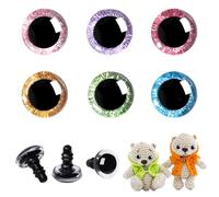 MUCUNNIA 120 ojos de seguridad de plástico con purpurina 3D de 20 mm para amigurumi, trapezoidales, manualidades, ganchillo, ojos de muñeca con arandelas, ojos de animales de peluche para bricolaje de
