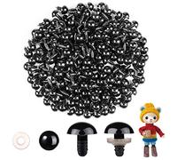 Mucunnia 200 Piezas 16mm Ojos de Seguridad para Amigurumi Negro Ojos de Plástico con Arandelas para Hacer Muñecas Manualidades Crochet Animales Marionetas