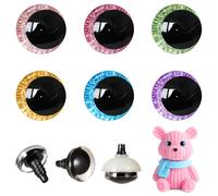 MUCUNNIA 48 ojos de seguridad con purpurina 3D de 30 mm para ganchillo con arandelas, ojos de amigurumi de ganchillo para animales de ganchillo, ojos de manualidades, ojos de muñeca, ojos de ganchillo