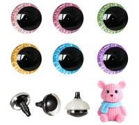 MUCUNNIA 96 ojos de seguridad con purpurina 3D de 25 mm para ganchillo con arandelas, ojos de amigurumi de ganchillo para animales de ganchillo, ojos de manualidades, ojos de muñeca, ojos de ganchillo