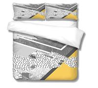 MUCXBE Juego De Funda Nórdica para Cama Matrimonio Microfibra Juego De Ropa De Cama Creativo Amarillo Gris Suave cómoda 3 Piezas 1 Funda Nórdica 240x220cm Y 2 Fundas De Almohada con Cremallera