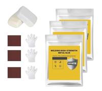 Mud Iron Glue Adhesive, Upgrade Plastic Steel Mud Iron Glue, 2025 New Heat-Resistant and Sandable Adhesive, Waterproof, Quick Drying, for Pipes, Wall Holes, Wood, Plastic (White,3PCS)