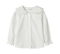 Mud Kingdom Camisa de pana con cuello Peter Pan para niñas, con botones, uniforme escolar, puños con volantes, liso, blanco, 4 años