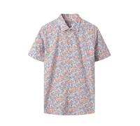 Mud Kingdom Camisa hawaiana de manga corta de algodón Aloha para hombre, playa, vacaciones, estampado tropical, floral, verano, Hojas estampadas, S