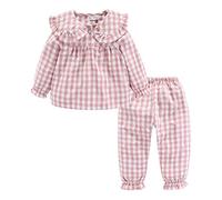 Mud Kingdom Niña Conjuntos de Pijama Cuello Peter Pan Lindo Cuadros Rosa 7-8 Años