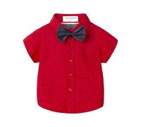 Mud Kingdom Niños Camisa y Corbata de Moño Manga Corta Estrellas Roja 7-8 Años