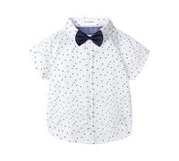 Mud Kingdom Niños Pequeño Camisa y Corbata de Moño Manga Corta Estrellas Blanco 4 Años