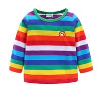 Mud Kingdom Niños Pequeños Camisetas Raya del Arco Iris Manga Larga Verde 2-3 Años