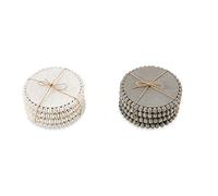 Mud Pie 42500044G - Posavasos de Madera con Cuentas Grises, 4 3/4 Pulgadas de diámetro