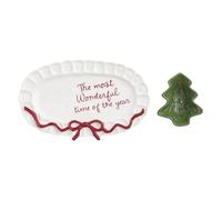 Mud Pie Christmas Wonderful Time of The Year - Juego de bandeja y Tidbit