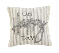 Mud Pie Day Happy - Almohada capitoné a Rayas, 45,7 x 45,7 cm