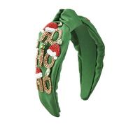 Mud Pie Diadema de cuentas para mujer, color verde, ancho exterior de 7,6 cm, altura del nudo: 1 1/10.2 cm, verde, 1 unidad (paquete de 1)