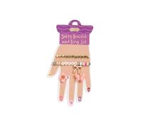 Mud Pie Juego de pulsera y anillo morado para niños