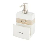 Mud Pie Soporte para Esponja de jabón de gres, Blanco/Crema, 7 x 4 Pulgadas