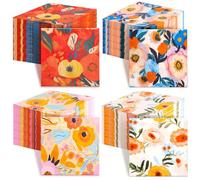 Mudder 200 servilletas de cóctel florales de rosario de 33 x 33 cm, diseño floral, flores coloridas, desechables, para fiestas de otoño, cenas familiares, bodas